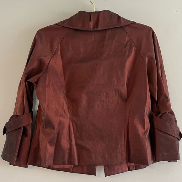 Samuel Dong Double Breasted Short Blazer || SZ M || Burgundy - Picture 5 of 14